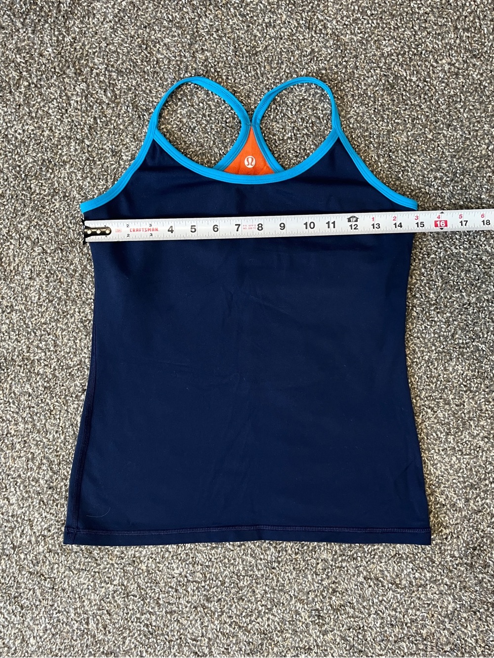 lululemon athletica Reversible Navy Power Y Tank with Bright Blue Trim Size 8 - Picture 5 of 10